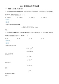 山东省桓台第一中学2023-2024学年高一上学期10月月考物理试题（解析版）