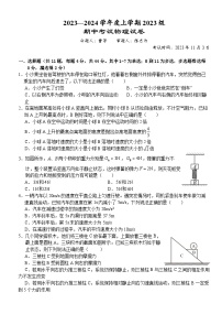 2024湖北省沙市中学高一上学期11月期中考试物理含答案