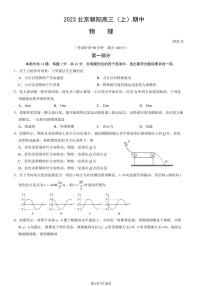 北京市朝阳区2023-2024学年高三上学期期中物理试题及答案