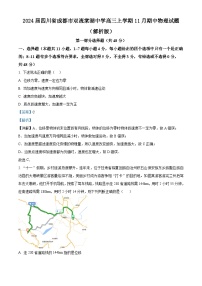 2024届四川省成都市双流棠湖中学高三上学期11月期中物理试题  （解析版）