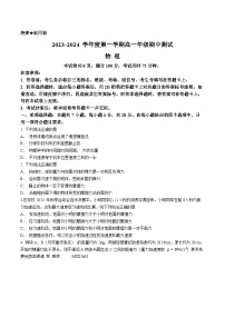 河北省石家庄市部分学校2023-2024学年高一上学期期中考试物理试题