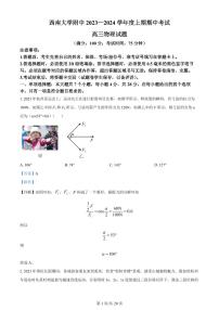 2024重庆市西南大学附中高三上学期11月模拟检测物理PDF版含答案