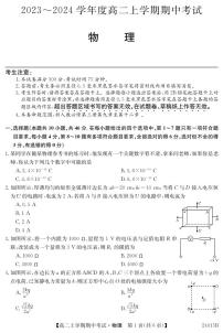 广东深圳市校联盟2023-2024学年高二上学期11月期中考试物理试题（含答案）