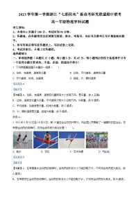 浙江省七彩阳光新高考研究联盟2023-2024学年高一上学期期中联考物理试卷（Word版附解析）