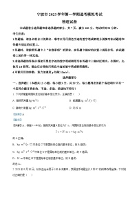 浙江省宁波市2024届高三上学期高考模拟考试物理试题（Word版附解析）