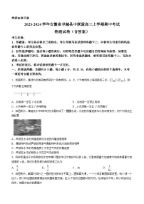 2023-2024学年安徽省卓越县中联盟高三上学期期中考试 物理试卷（含答案）