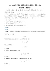 2023-2024学年湖南省邵阳市高三上学期10月期中考试 物理试题（解析版）