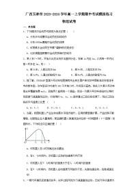 广西玉林市2023-2024学年高一上学期期中考试模拟练习物理试卷（含解析）