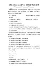 宁夏吴忠市2023-2024学年高一上学期期中考试物理试卷（含解析）
