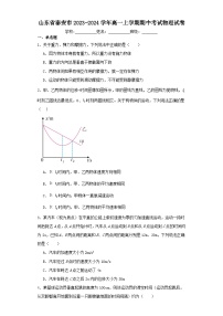 山东省泰安市2023-2024学年高一上学期期中考试物理试卷（含解析）