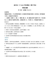 四川省宜宾市叙州区第一中学2023-2024学年高一上学期11月期中考试物理试题（Word版附解析）