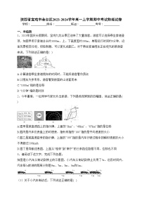 陕西省宝鸡市金台区2023-2024学年高一上学期期中考试物理试卷(含答案)