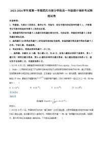 湖北省武汉市2023-2024学年高一上学期期中调研考试物理试卷（Word版附解析）