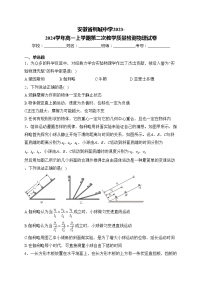 安徽省桐城中学2023-2024学年高一上学期第二次教学质量检测物理试卷(含答案)