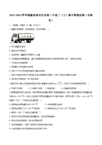 2023-2024学年福建省泉州市永春一中高二（上）期中物理试卷（合格考）（含解析）