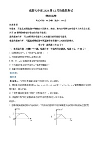 四川省成都市某校2023-2024学年高一上学期12月阶段性测试物理试题（Word版附解析）