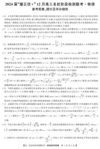 安徽省2024届“耀正优+”12月高三名校阶段检测联考 物理答案