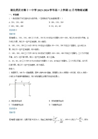 湖北省武汉市第十一中学2023-2024学年高一上学期12月月考物理试题（Word版附解析）