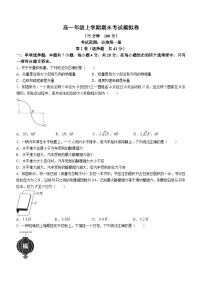 甘肃省白银市靖远县第四中学2023-2024学年高一上学期1月期末考试模拟物理试题