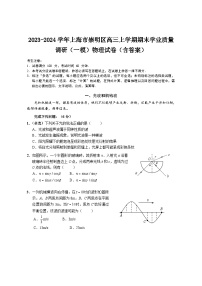 2023-2024学年上海市崇明区高三上学期期末学业质量调研（一模）物理试卷（含答案）