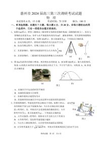 广东省惠州市2024届高三上学期第三次调研考试物理