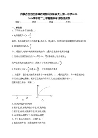 内蒙古自治区赤峰市阿鲁科尔沁旗天山第一中学2023-2024学年高二上学期期中考试物理试卷(含答案)