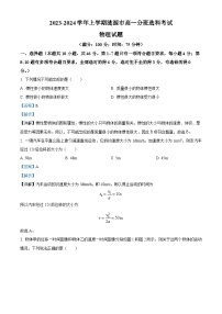 湖南省娄底市涟源市2023-2024学年高一上学期1月期末考试物理试题（Word版附解析）