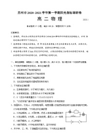 江苏省苏州市2020~2021学年高二上学期阳光指标调研卷   物理期末试卷  PDF版