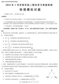 山东省济南市2023-2024学年高二上学期1月期末学习质量检测模拟物理试题