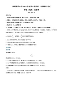 10，浙江省杭州第四中学（下沙、吴山校区）2023-2024学年高二上学期期中物理试题（选考）