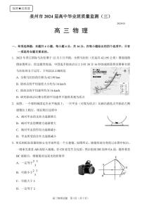 2024届福建省泉州市高中毕业班下学期质量监测（三）物理试题