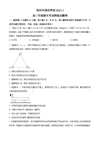 浙江省杭州外国语学校2023-2024学年高二上学期期末物理试题（原卷版+解析版）