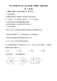 青海省西宁市海湖中学2023-2024学年高二下学期开学考试物理试卷（原卷版+解析版）