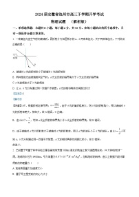 2024届安徽省池州市高三下学期开学考试物理试题  （解析版）