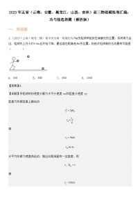 2023年五省（云南、安徽、黑龙江、山西、吉林）高三物理模拟卷汇编：功与能选择题（解析版）