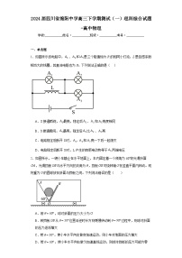 2024届四川省绵阳中学高三下学期测试（一）理科综合试题-高中物理（含解析）