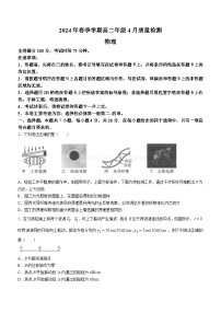 河南名校联考2023-2024学年高二下学期4月月考物理试题(无答案)