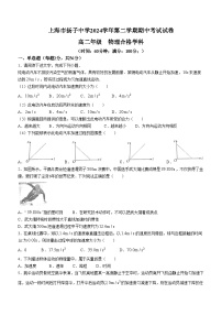 上海市扬子中学2023-2024学年高一下学期期中考试物理试题(无答案)