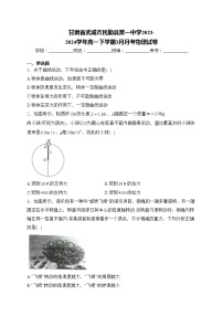 甘肃省武威市民勤县第一中学2023-2024学年高一下学期3月月考物理试卷(含答案)