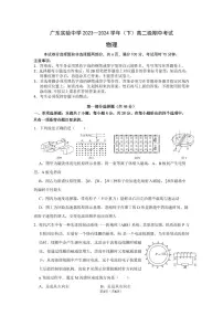 2024广东实验中学高二下学期期中考试物理PDF版含答案、答题卡（可编辑）