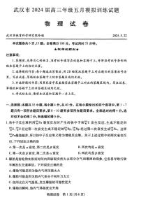湖北省武汉市2024届高三年级下学期5月模拟训练试题物理试题