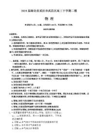2024届湖北省武汉市武昌区高三下学期二模物理试题 Word版