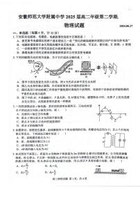 安徽省师范大学附属中学2025届高二6月测试物理试卷及答案