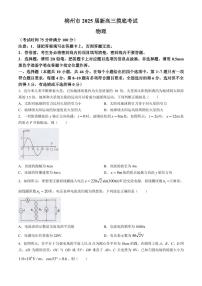 2025届广西柳州市高三上学期摸底考试物理试卷