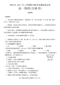 湖南省郴州市2023-2024学年高一下学期期末教学质量监测(合格性考试)物理试题