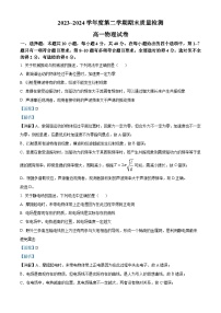 湖北省武汉市江岸区2023-2024学年高一下学期期末质量检测物理试卷（Word版附解析）