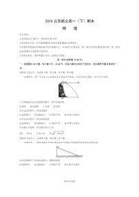 [物理][期末]2024北京顺义高一下学期期末物理试卷及答案