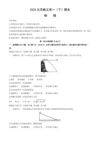 [物理][期末]2024北京顺义高一(下)期末物理试卷(教师版)