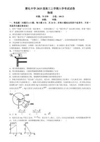 [物理]湖南省长沙市雅礼实验中学2024～2025学年高三上学期入学考试物理试题(有解析)