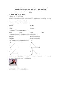 [物理][期中]上海市扬子中学2023～2024学年高一下学期期中考试物理试题(有答案)